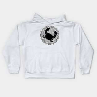 Cancer Mandala Zodiac in Black and White Kids Hoodie